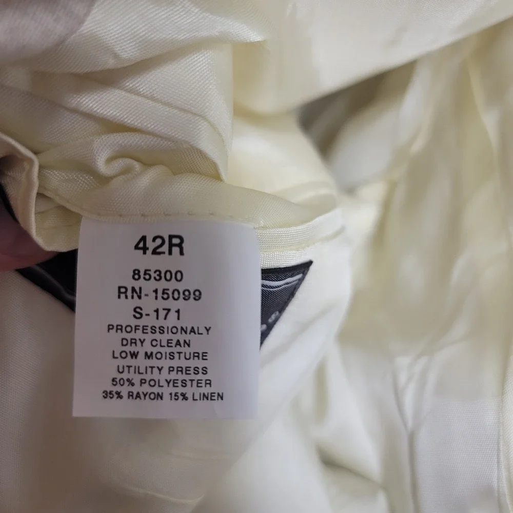David Taylor Mens‎ 42R Beige Linen Blend 2 Button Blazer Sport Coat Beach Summer